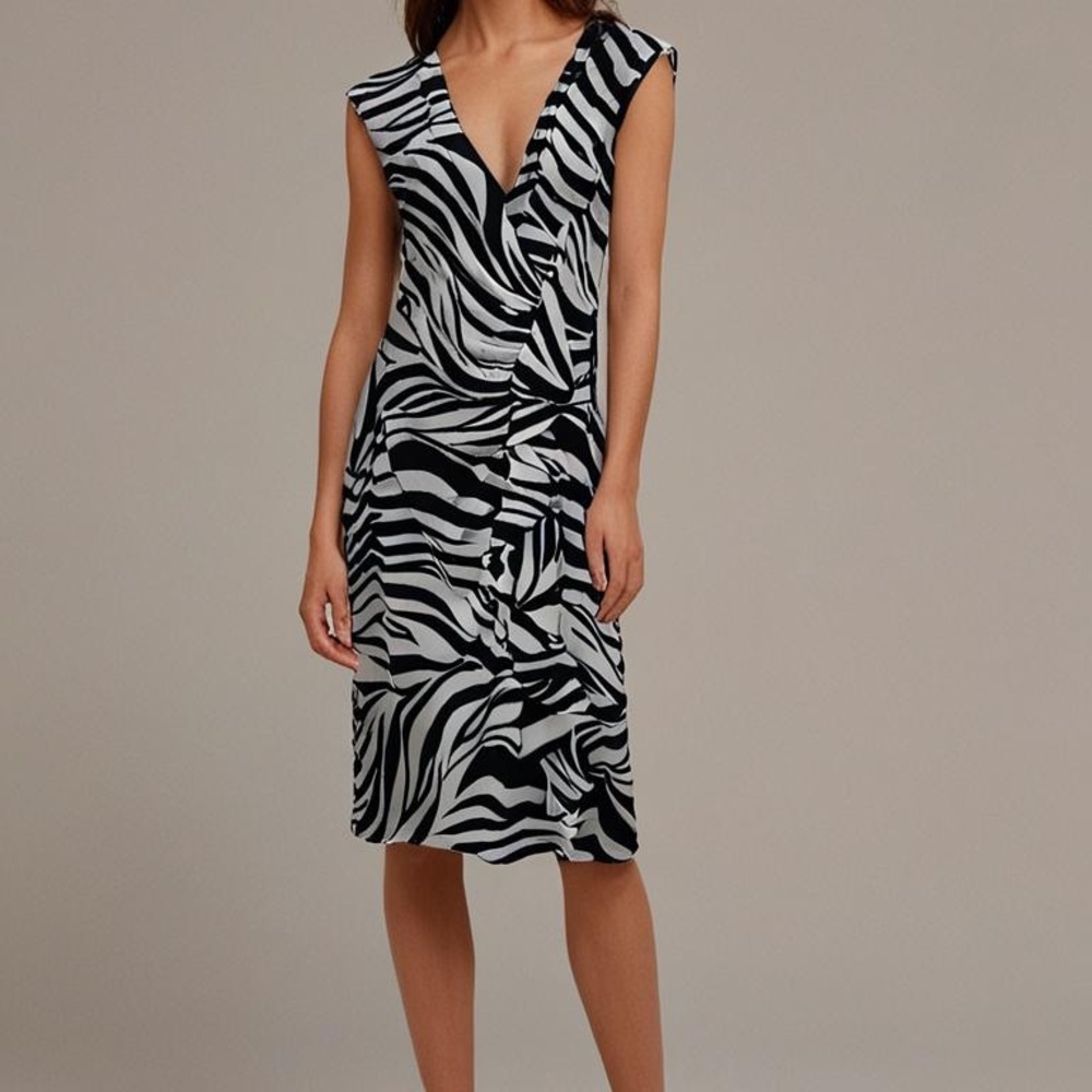 Zebra Print V-Neck Dress